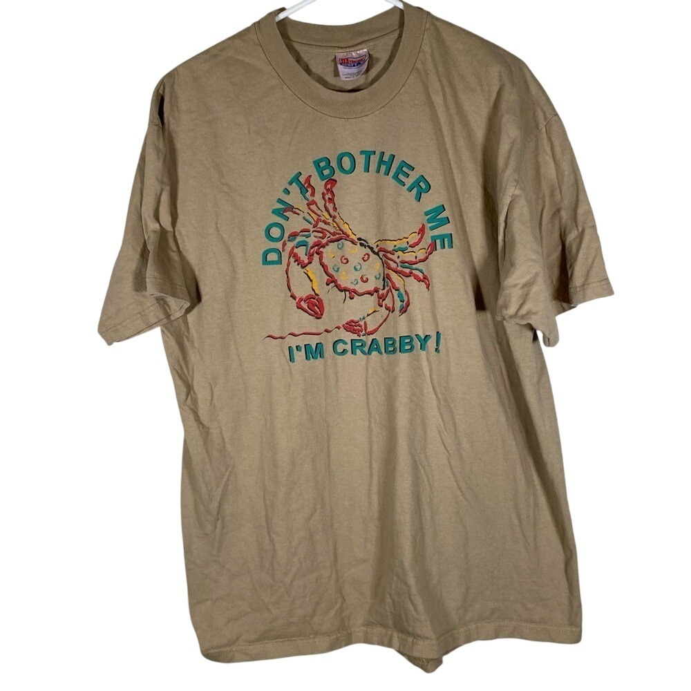Vintage‎ Tan don't bother me I'm crabby Graphic tourist Tee size XL unisex